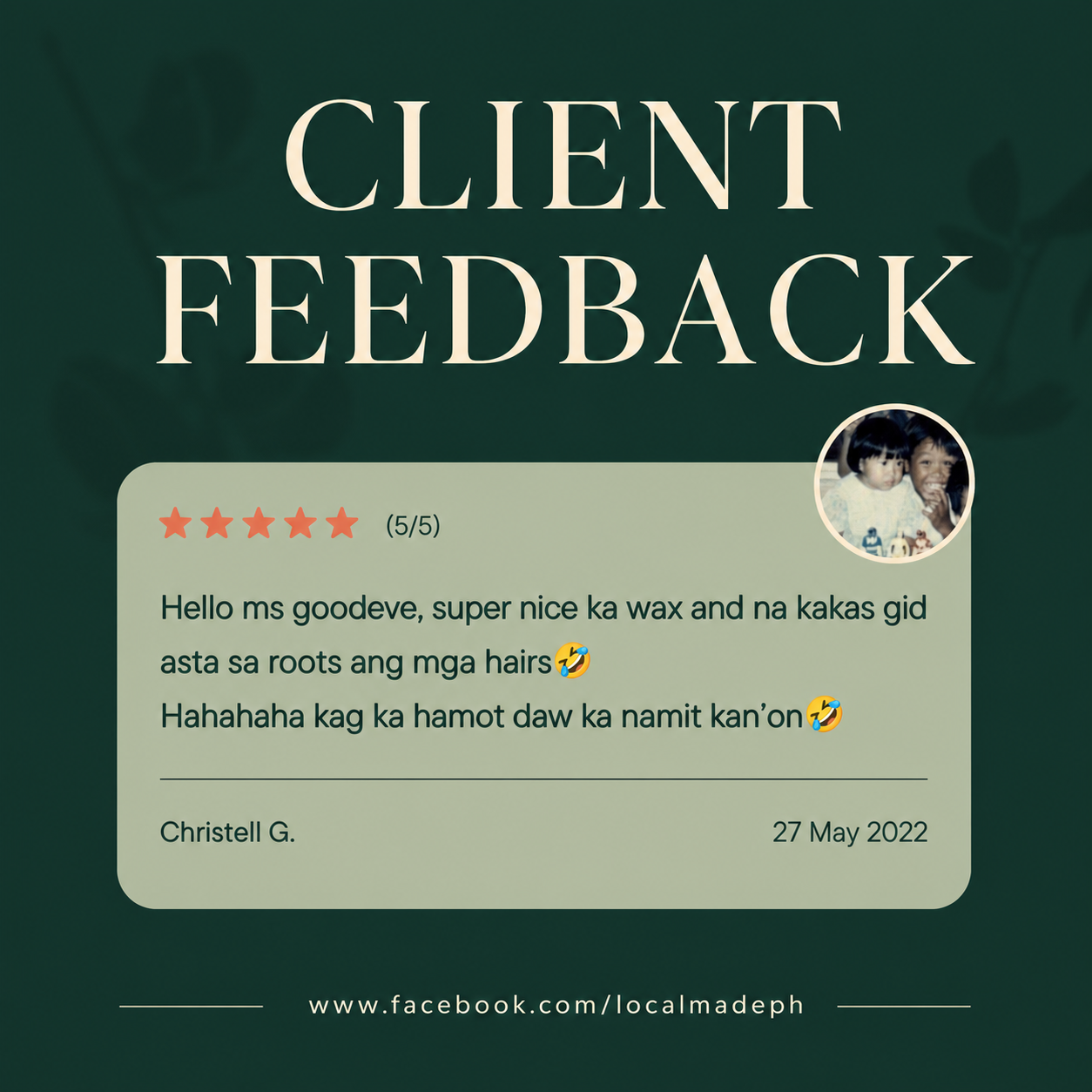 Customer Testimonial created for Local Made Sugarwax